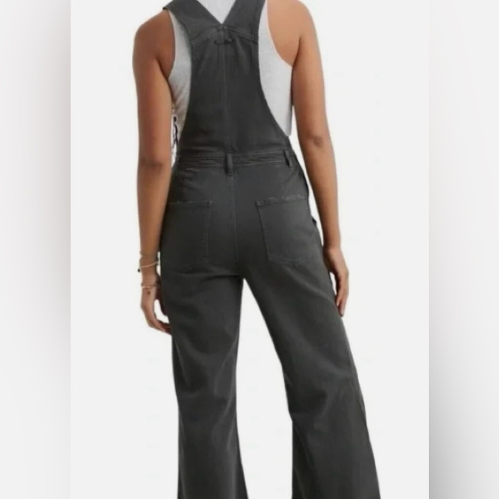 NWT $84 Aerie sz M - Wide Leg Overalls Smoked Grey - Picture 3 of 12